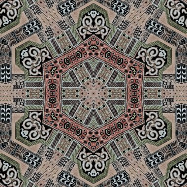 Arka plan için mistik model tasarımı. Web sitesi için allover baskı tasarımı, kullanıcı arayüzü teması, halı, halı, iç dekorasyon fikri. Batik, yüzey ve ekran yazdırma için dijital tekstil sanatı