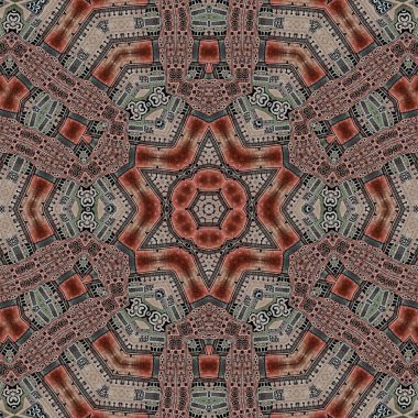 Arka plan için mistik model tasarımı. Web sitesi için allover baskı tasarımı, kullanıcı arayüzü teması, halı, halı, iç dekorasyon fikri. Batik, yüzey ve ekran yazdırma için dijital tekstil sanatı