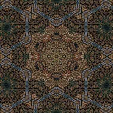 Pakistan ve Hint kültüründen phulkari kalamkari motifli geleneksel tasarım. Halı dupatta batik nakışı için geometrik etnik desen. Panjabi Dijital baskısı boho aztec doku sanatı olarak