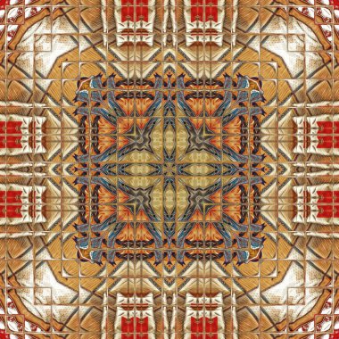 Arka plan için desen tasarımı. Duvar kâğıdı ve fayanslar için 3 boyutlu ahşap sanat eseri. İç dekorasyon fikri. Geleneksel nakış ve batik kavramı. Süblimleşme olarak çiçek motifi