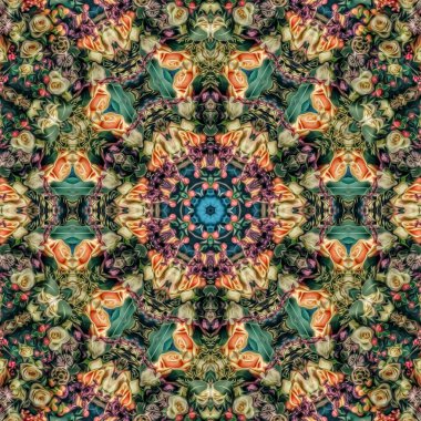 Sanatsal çiçek deseni. Gül, papatya, filigran, lale, zambak, nilüfer ve orkide karışımı. Tekstil, broşür, menü kartı, düğün kartı, fayans, duvar kaplaması için en iyisi