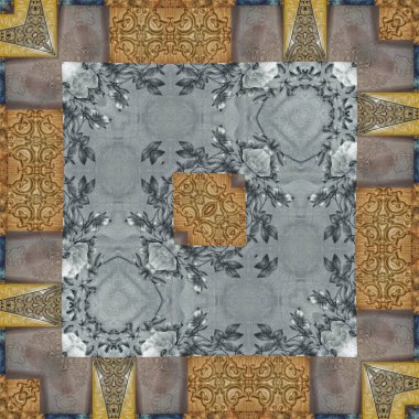 Festival elbisesi, dekoratif süs, dijital kağıt baskı yapmak için geleneksel ajrakh deseni. Mandala tasarımı için etnik motifler, kumaş baskısı, iç dekorasyon