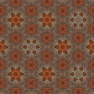 Traditional ajrakh floral pattern to make festival dress, decorative ornament, digital paper print. Ethnical motifs for mandala design, fabric print, interior decoration clipart