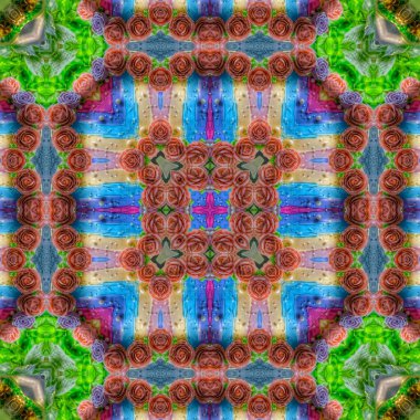 Arka plan için mistik desen tasarımı. Web sitesi için 3D illüstrasyon sanatı, kullanıcı arayüzü teması, kapak fotoğrafı, iç dekorasyon fikri, duvar resmi, nakış ve batik kavramı için duvar kağıdı