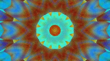 Benzersiz Kaleydoskop Desen Animasyonu. Canlı renkler ve karmaşık efektlerle dolu dinamik, renklerin ve desenlerin ahenkli dansını hissetmek için büyüleyici bir hareketli arka plan ortaya çıkarıyor.