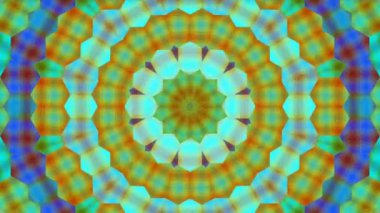 Benzersiz Kaleydoskop Desen Animasyonu. Canlı renkler ve karmaşık efektlerle dolu dinamik, renklerin ve desenlerin ahenkli dansını hissetmek için büyüleyici bir hareketli arka plan ortaya çıkarıyor.