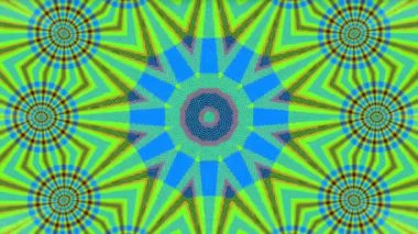 Benzersiz Kaleydoskop Desen Animasyonu. Canlı renkler ve karmaşık efektlerle dolu dinamik, renklerin ve desenlerin ahenkli dansını hissetmek için büyüleyici bir hareketli arka plan ortaya çıkarıyor.