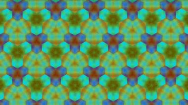 Benzersiz Kaleydoskop Desen Animasyonu. Canlı renkler ve karmaşık efektlerle dolu dinamik, renklerin ve desenlerin ahenkli dansını hissetmek için büyüleyici bir hareketli arka plan ortaya çıkarıyor.