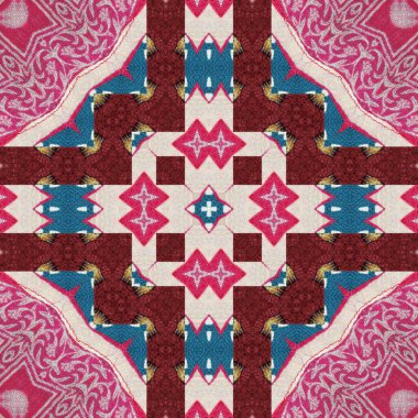 Mixed print design made with different embroidery, batik and tie dye patterns. Best for textile, carpet,  comforter, wallcovering, pillowcase, bedsheet, silk fabric printing  clipart