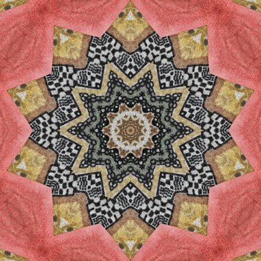 Pakistan ve Hint kültüründen phulkari kalamkari motifli geleneksel tasarım. Halı dupatta batik nakışı için geometrik etnik desen. Panjabi Dijital baskısı boho aztec doku sanatı olarak