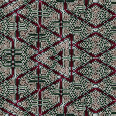 Pakistan ve Hint kültüründen phulkari kalamkari motifli geleneksel tasarım. Halı dupatta batik nakışı için geometrik etnik desen. Panjabi Dijital baskısı boho aztec doku sanatı olarak