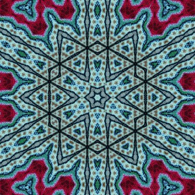 Pakistan ve Hint kültüründen phulkari kalamkari motifli geleneksel tasarım. Halı dupatta batik nakışı için geometrik etnik desen. Panjabi Dijital baskısı boho aztec doku sanatı olarak