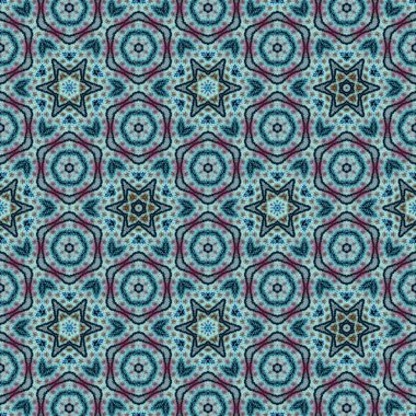 Pakistan ve Hint kültüründen phulkari kalamkari motifli geleneksel tasarım. Halı dupatta batik nakışı için geometrik etnik desen. Panjabi Dijital baskısı boho aztec doku sanatı olarak