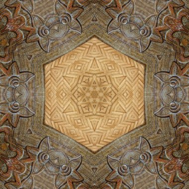 İlham verici izin tasarımı karışık ahşap, geometrik, kabile motifleri ile yapılır. Zemin paspası, tekstil, halı, duvar örtüsü, fayanslar, ambalaj kağıdı baskısı için en iyisi.