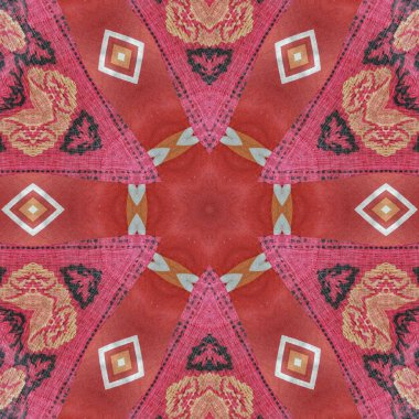 Pakistan ve Hint kültüründen phulkari kalamkari motifli geleneksel tasarım. Halı dupatta batik nakışı için geometrik etnik desen. Panjabi Dijital baskısı boho aztec doku sanatı olarak