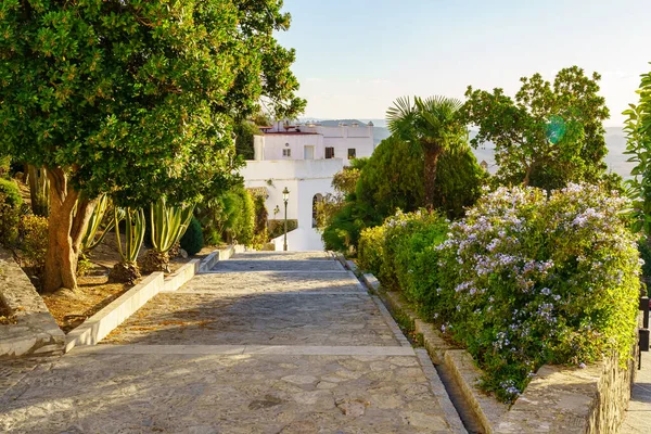 Arab gardens with streets to stroll in the beautiful white village of Medina Sidonia, Cadiz