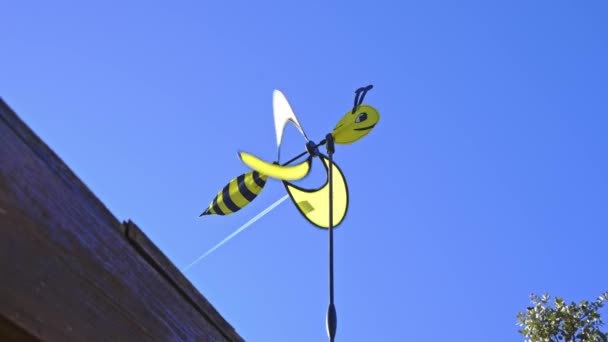 Weather Vane Shaped Wasp Moved Wind Seems Racing Plane Flies — Stockvideo