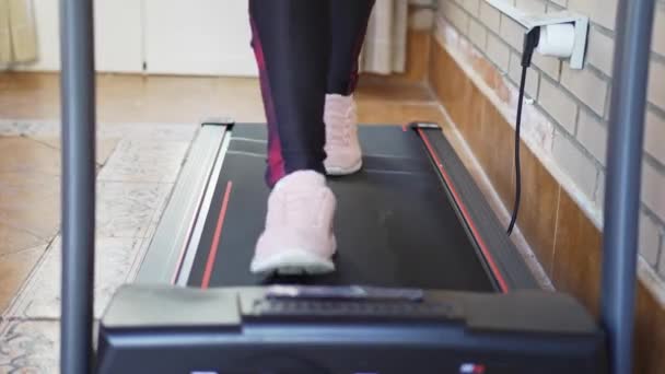 Womens Feet Walking Treadmill Machine Exercise Stay Shape — Stockvideo