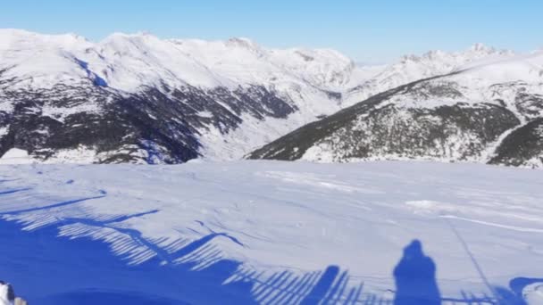 Panoramic View High Snowy Mountains Ski Resort Andorra Grandvalira Pyrenees — Vídeo de Stock