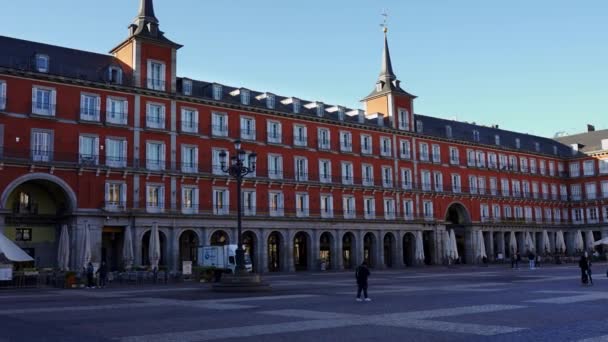 Madrid España Febrero 2023 Plaza Mayor Madrid Lugar Encuentro Turistas — Vídeo de stock