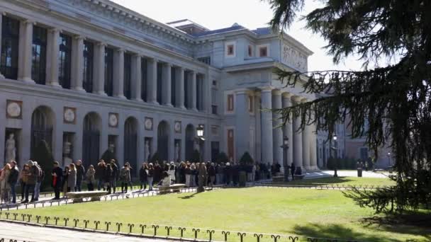 Мадрид Іспанія Лютий 2023 Довгі Черги Людей Щоб Увійти Музей — стокове відео