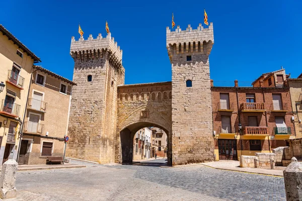 stock image Gate in the access wall to the fortified city of Daroca in Zaragoza, Spain