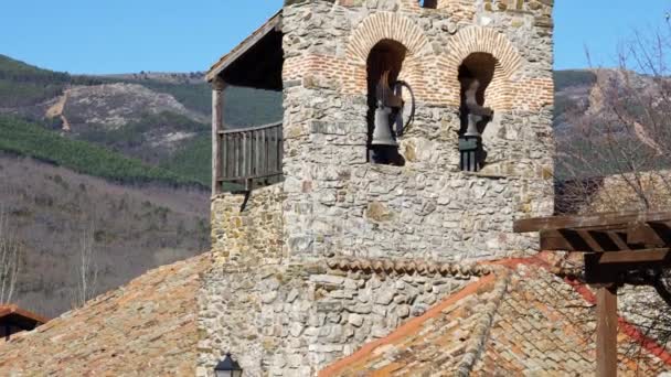 Середньовічна Кам Яна Церква Гірському Селі Пуебла Сьєрра Всередині Мадрида — стокове відео