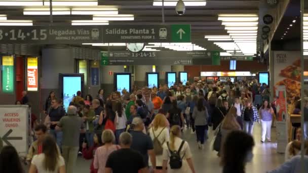 Madrid España Junio 2023 Muchas Personas Circulan Dentro Estación Tren — Vídeo de stock