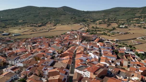 Panorámás Kilátás Egy Vidéki Falu Drónjáról Mancha Ciudad Real Agudo — Stock videók