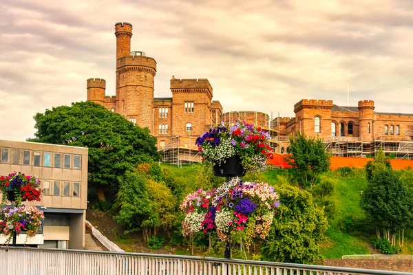 Inverness Castle Top Hill Overlooking Entire City Sunset Scotland — Stock Photo, Image