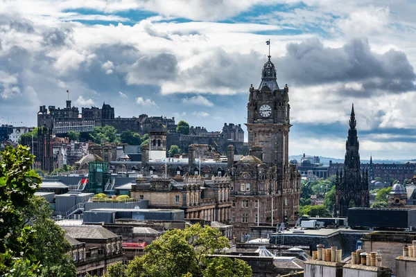 Закате Монументального Города Эдинбург Шотландия — стоковое фото