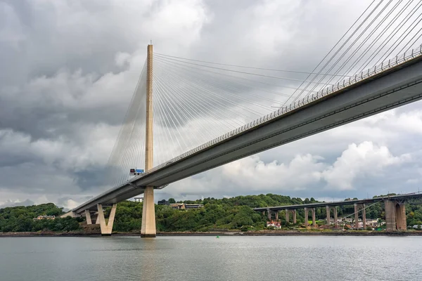 Dettaglio Del Ponte Sospeso Che Permette Veicoli Attraversare Mare Direzione — Foto Stock