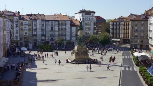 Plaza Virgen Blanca Centro Histórico Monumental Ciudad Vitoria País Vasco — Vídeos de Stock
