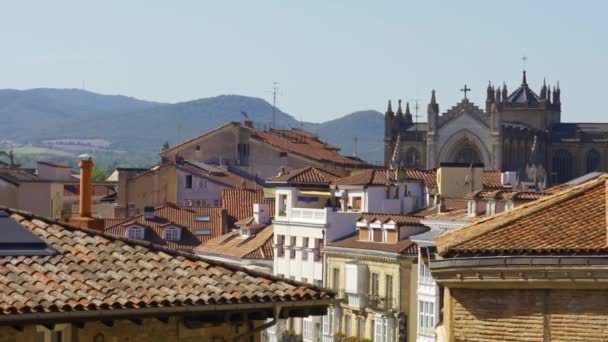 Vista Panorámica Los Tejados Los Edificios Monumental Ciudad Vitoria España — Vídeo de stock