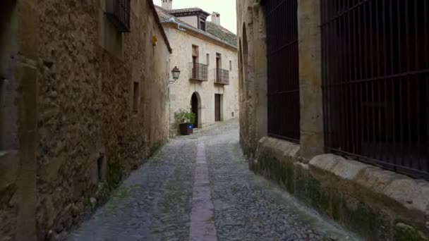 Malebná Ulička Středověkém Městě Segovia Postavená Kamene Pedraza Španělsko — Stock video