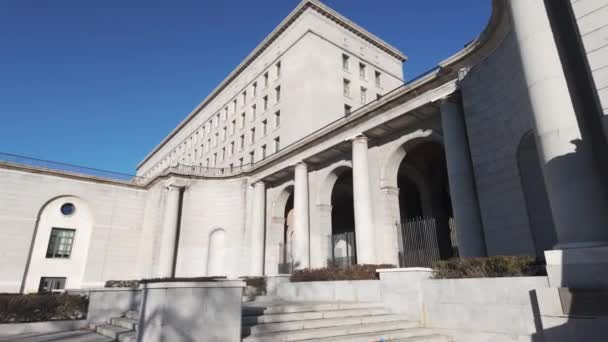 Нові Будівлі Міністерства Класичного Гранітного Будівництва Поруч Пасео Кастеллана Мадрид — стокове відео