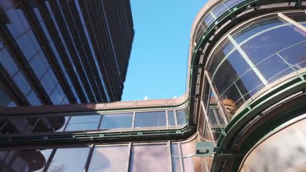 Madrid Spanya Daki Çok Uluslu Büroların Çelik Cam Binaları — Stok video