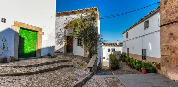 Picturesque Streets Whitewashed Houses Jewish Quarter Caceres Extremadura — Stock Photo, Image