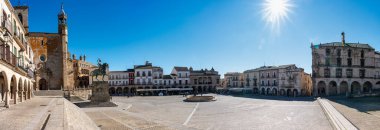 Panoramic view of the large main square of the medieval city of Trujillo in Caceres, Spain clipart