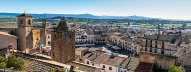 Great panoramic view of the monumental and medieval city of Trujillo in Caceres, Spain clipart