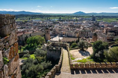 Panoramic view of the monumental city of Trujillo from its medieval castle, Extremadura clipart