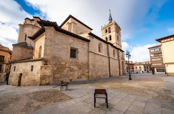 Mittelalterliche Kirche Mit Glockenturm Der Monumentalen Stadt Aranda Duero Kastilien Stockbild
