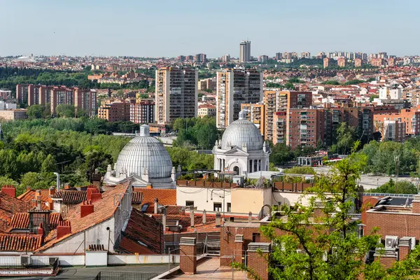 Panorama Madridu Kopce Kde Nachází Debodův Chrám Royalty Free Stock Fotografie