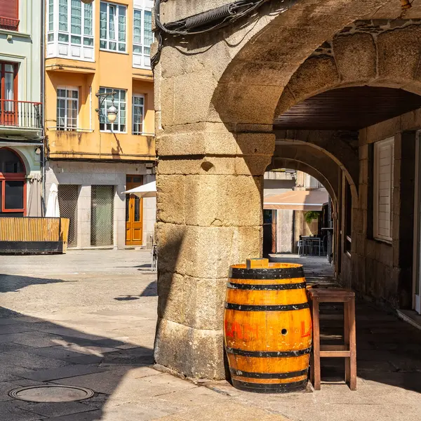 stock image Old buildings in the old town of Lugo, full of shops and bars to drink and eat, Galicia