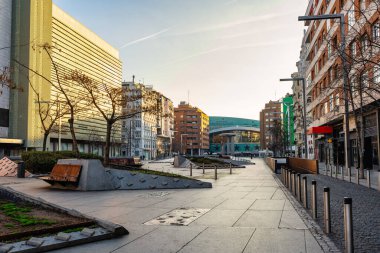 Plaza de Felipe II in the city center of Madrid, location of concerts by great music stars. clipart