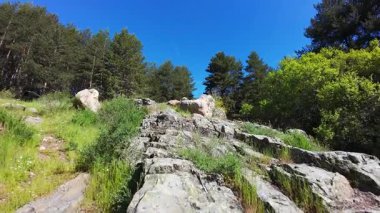 Sierra de Madrid, Guadarrama ormanlarındaki zemini kaplayan dev kayalar.