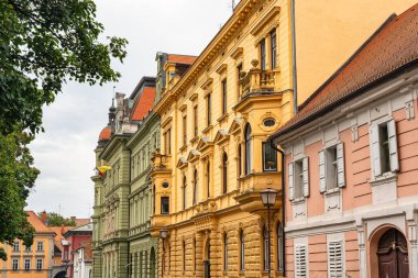 Facades of architecturally beautiful government buildings in the city of Maribor, Slovenia