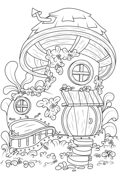 Раскраска Детей Дом Фей Сапоге Задача Детей Использована Книге Журнале — стоковый вектор