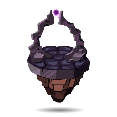 Ada havada süzülüyor. Peri geçitli bir arka plan. Düz illüstrasyon beyaz arkaplanda izole edildi.