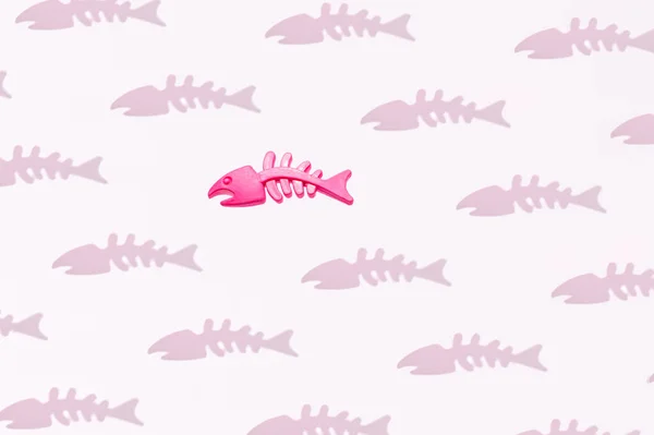 Pinkfarbene Fischgräten Kreative Meereslebewesen Inspirierte Muster Trendsetter Und Anhänger Minimales — Stockfoto
